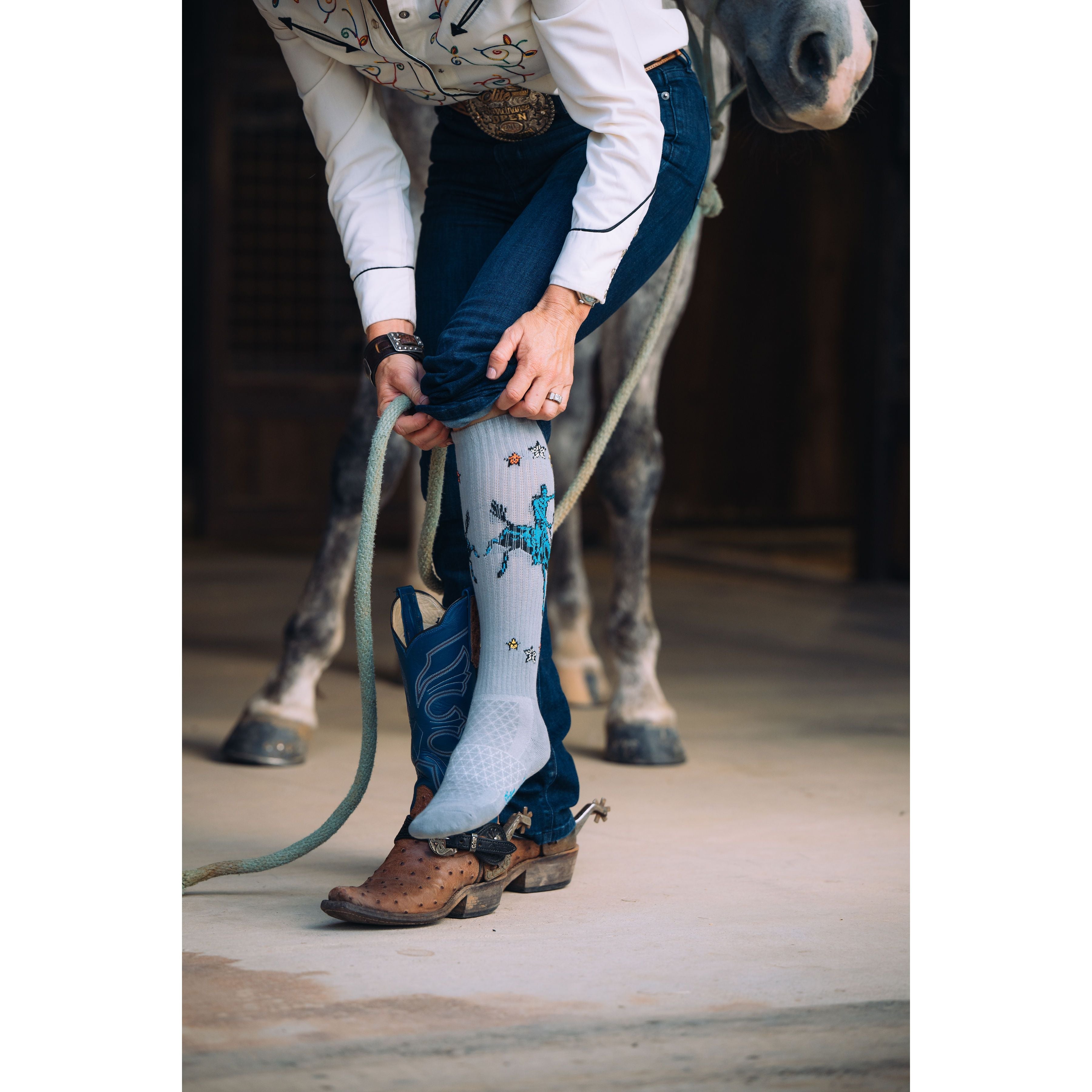 Fringe Long Live Grey Performance Boot Socks