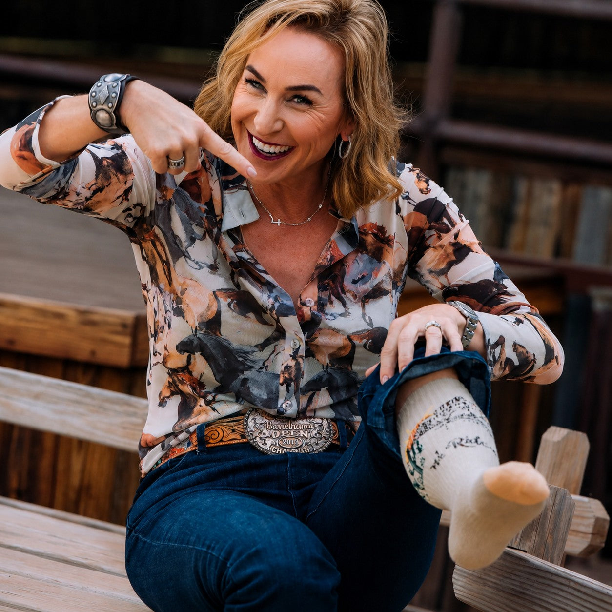 Lorinda Van Newkirk, founder of Lucky Chuck Performance Boot Socks, featured in the Hustlin Hippie Brand Buddy Spotlight